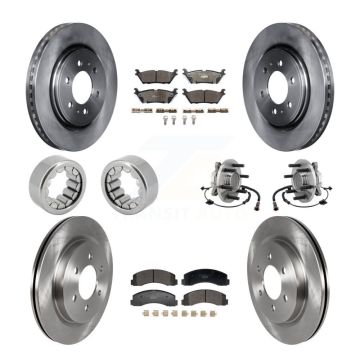 Front Rear Hub Bearing Disc Brake Rotor Pads Shoe Kit (10Pc) For 2018-2020 Ford F-150 RWD KBB-129752