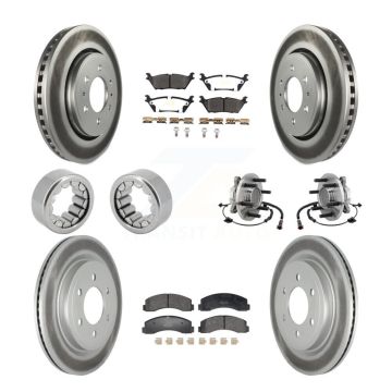 Front Rear Hub Bearing Coat Brake Rotor Pads Shoe Kit (10Pc) For 2018-2020 Ford F-150 RWD KBB-129756