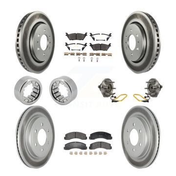 Front Rear Hub Bearings Coated Disc Brake Rotors And Pads Shoes Kit (10Pc) For Ford F-150 KBB-129757