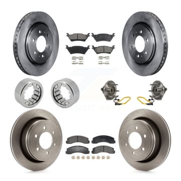 Front Rear Hub Bearing Assembly Disc Brake Rotors And Pads Shoe Kit (10Pc) For Ford F-150 KBB-129760