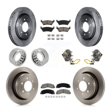 Front Rear Hub Bearing Disc Brake Rotors And Ceramic Pads Shoes Kit (10Pc) For Ford F-150 KBB-129764