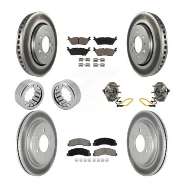 Front Rear Hub Bearings Coated Disc Brake Rotors And Pads Shoes Kit (10Pc) For Ford F-150 KBB-129767