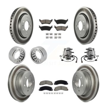 Front Rear Hub Bearing Coat Brake Rotor Pads Shoe Kit (10Pc) For 2018-2020 Ford F-150 RWD KBB-129768
