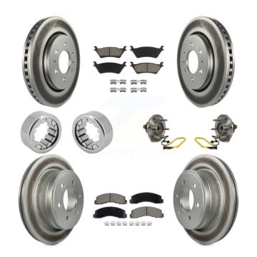 Front Rear Hub Bearings Coated Disc Brake Rotors And Pads Shoes Kit (10Pc) For Ford F-150 KBB-129769