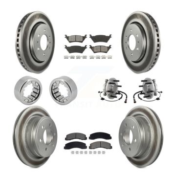 Front Rear Hub Bearing Coat Brake Rotor Pads Shoe Kit (10Pc) For 2018-2020 Ford F-150 RWD KBB-129778