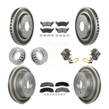 Front Rear Hub Bearings Coated Disc Brake Rotors And Pads Shoes Kit (10Pc) For Ford F-150 KBB-129779