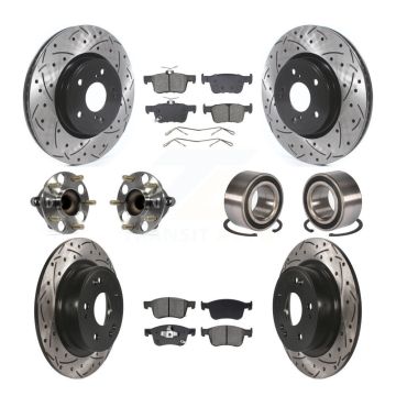 Front Rear Wheel Hub Bearing Coated Disc Brake Rotor And Pads Kit (10Pc) For Honda Accord KBB-129785