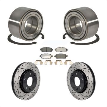 Front Wheel Bearing Coated Drilled Slotted Disc Brake Rotor And Pads Kit For Nissan Kicks KBB-129788