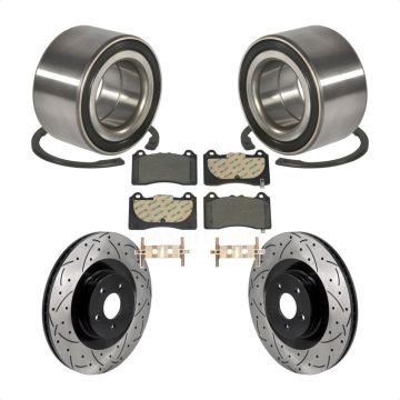 Front Wheel Bearing Coated Drilled Slot Brake Rotor & Pad Kit For 2016-2018 Ford Focus RS KBB-129789