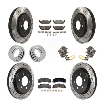Front Rear Hub Bearings Coated Disc Brake Rotors And Pads Shoes Kit (10Pc) For Ford F-150 KBB-129806