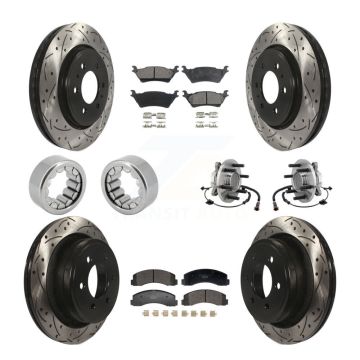 Front Rear Hub Bearing Coat Brake Rotor Pads Shoe Kit (10Pc) For 2018-2020 Ford F-150 RWD KBB-129807