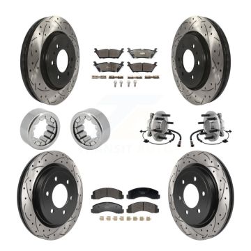 Front Rear Hub Bearing Coat Brake Rotor Pads Shoe Kit (10Pc) For 2018-2020 Ford F-150 RWD KBB-129808