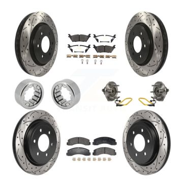 Front Rear Hub Bearings Coated Disc Brake Rotors And Pads Shoes Kit (10Pc) For Ford F-150 KBB-129810