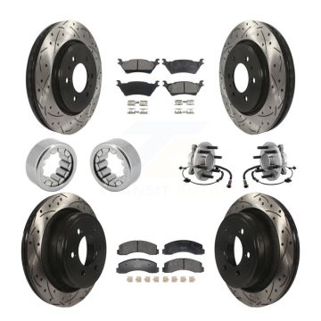 Front Rear Hub Bearing Coat Brake Rotor Pads Shoe Kit (10Pc) For 2018-2020 Ford F-150 RWD KBB-129813