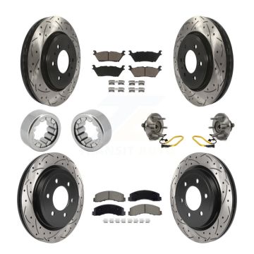 Front Rear Hub Bearings Coated Disc Brake Rotors And Pads Shoes Kit (10Pc) For Ford F-150 KBB-129814