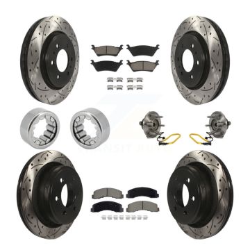Front Rear Hub Bearings Coated Disc Brake Rotors And Pads Shoes Kit (10Pc) For Ford F-150 KBB-129815