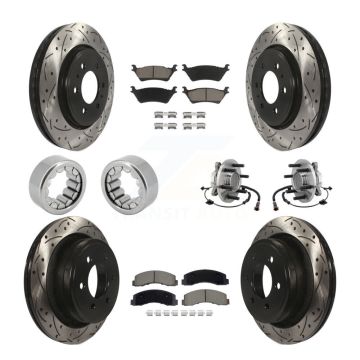 Front Rear Hub Bearing Coat Brake Rotor Pads Shoe Kit (10Pc) For 2018-2020 Ford F-150 RWD KBB-129817