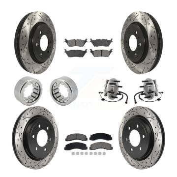 Front Rear Hub Bearing Coat Brake Rotor Pads Shoe Kit (10Pc) For 2018-2020 Ford F-150 RWD KBB-129822