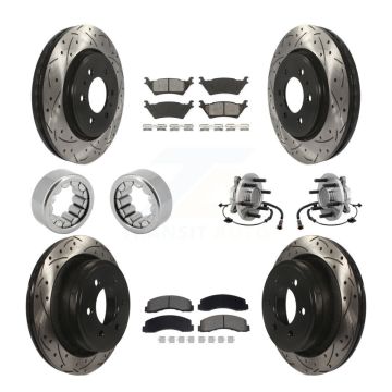 Front Rear Hub Bearing Coat Brake Rotor Pads Shoe Kit (10Pc) For 2018-2020 Ford F-150 RWD KBB-129823