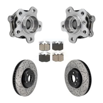 Front Hub Bearing Drill Slot Brake Rotor Pads Kit For BMW 330i xDrive 530i 330e 430i 530e KBB-129878