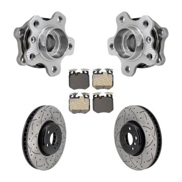 Front Hub Bearing Assembly Coated Drilled Slotted Brake Rotor Pad Kit For BMW 540i xDrive KBB-129890