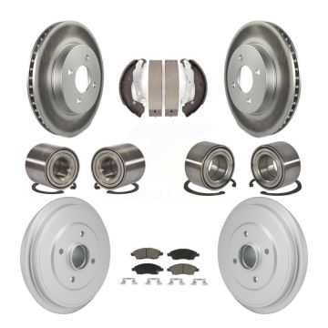 Front Rear Bearing Coated Brake Rotor And Pad Shoe Kit (10Pc) For Nissan Micra Versa Note KBB-129905
