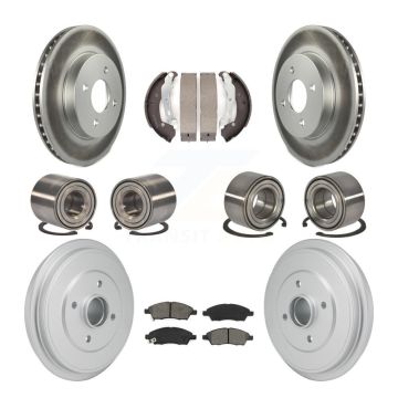 Front Rear Bearing Coated Brake Rotor And Pad Shoe Kit (10Pc) For Nissan Micra Versa Note KBB-129907
