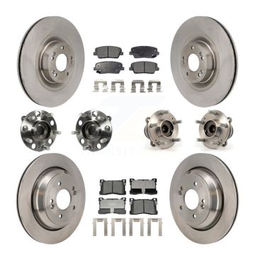 Front Rear Hub Bearings Disc Brake Rotors And Pads Kit (10Pc) For 2012-2016 Hyundai Equus KBB-129936