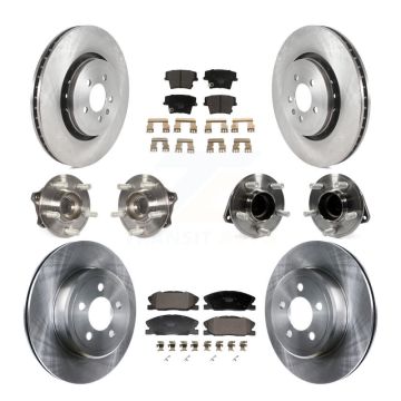 Front Rear Hub Bearing Brake Rotor & Pad Kit (10Pc) For 17-18 Dodge Charger RWD with 5.7L KBB-129952