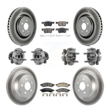 Front Rear Hub Bearing Coated Brake Rotor & Pads Kit (10Pc) For 2022 Lincoln Nautilus FWD KBB-129969