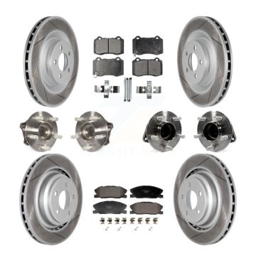Front Rear Hub Bearings Coated Disc Brake Rotors And Pads Kit (10Pc) For Dodge Charger KBB-129987