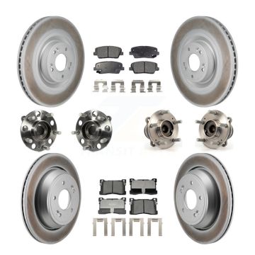 Front Rear Hub Bearing Coated Disc Brake Rotor Pad Kit (10Pc) For 2012-2016 Hyundai Equus KBB-130027