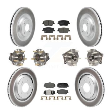 Front Rear Hub Bearing Coated Disc Brake Rotor And Pads Kit (10Pc) For Hyundai Veloster N KBB-130031