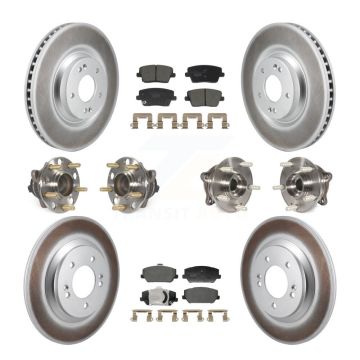 Front Rear Hub Bearing Coated Disc Brake Rotor And Pads Kit (10Pc) For Hyundai Veloster N KBB-130032
