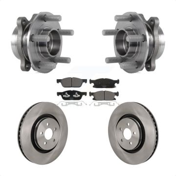 Front Hub Bearing Brake Rotor Pads Kit For 20-23 Ford Edge 2.7L With Red Painted Calipers KBB-130061