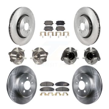 Front Rear Hub Bearing Brake Rotor & Pad Kit (10Pc) For 17-18 Dodge Charger RWD with 5.7L KBB-130089