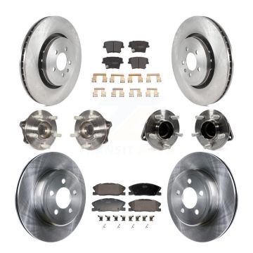 Front Rear Hub Bearing Brake Rotor & Pad Kit (10Pc) For 17-18 Dodge Charger RWD with 5.7L KBB-130090