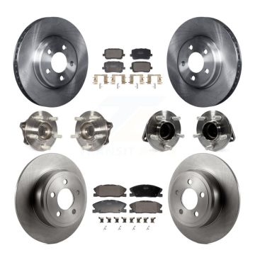 Front Rear Hub Bearing Brake Rotor & Pads Kit (10Pc) For 20-23 Dodge Charger SXT with RWD KBB-130094