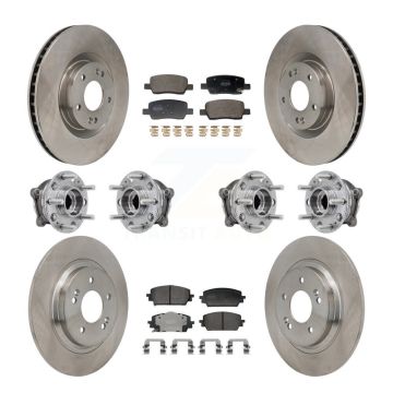 Front Rear Hub Bearing Disc Brake Rotor & Pad Kit (10Pc) For Hyundai Santa Fe Kia Sorento KBB-130100