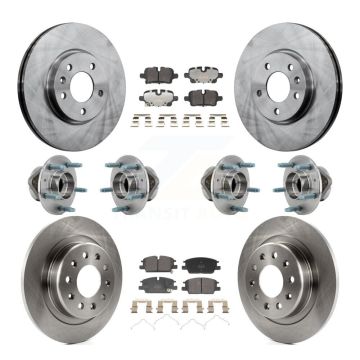 Front Rear Hub Bearing Brake Rotor & Pad Kit (10Pc) For Chevrolet Equinox GMC Terrain 4WD KBB-130105