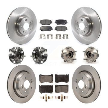 Front Rear Hub Bearings Disc Brake Rotors And Pads Kit (10Pc) For 2011 Hyundai Equus KBB-130110