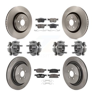 Front Rear Hub Bearing Disc Brake Rotor Pad Kit (10Pc) For 2019-2023 Lincoln Nautilus AWD KBB-130111