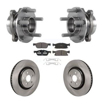 Front Hub Bearing Brake Rotor Pads Kit For 20-23 Ford Edge 2.7L With Red Painted Calipers KBB-130125