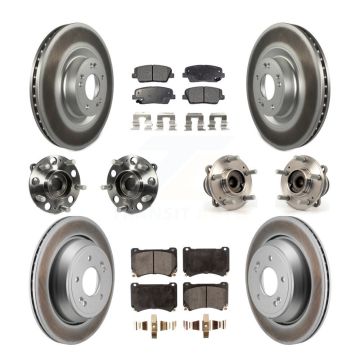 Front Rear Hub Bearing Coated Disc Brake Rotor And Pads Kit (10Pc) For 2011 Hyundai Equus KBB-130184