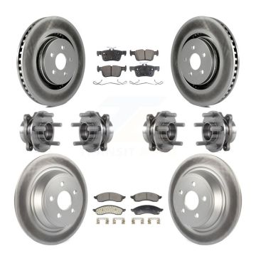 Front Rear Hub Bearing Coat Brake Rotor Pad Kit (10Pc) For 2022-2023 Lincoln Nautilus AWD KBB-130187