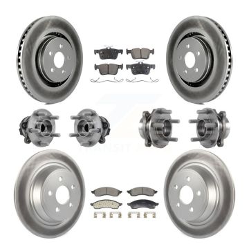Front Rear Hub Bearing Coated Brake Rotor & Pads Kit (10Pc) For 2022 Lincoln Nautilus FWD KBB-130188