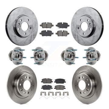 Front Rear Hub Bearing Brake Rotor & Pad Kit (10Pc) For Chevrolet Equinox GMC Terrain 4WD KBB-130216