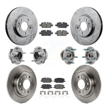 Front Rear Hub Bearing Brake Rotor & Pad Kit (10Pc) For Chevrolet Equinox GMC Terrain FWD KBB-130217