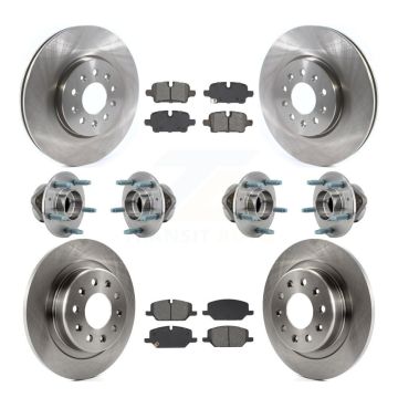 Front Rear Hub Bearing Brake Rotor & Pad Kit (10Pc) For Chevrolet Equinox GMC Terrain 4WD KBB-130218