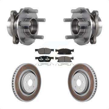 Front Hub Bearing Coat Brake Rotor Pads Kit For 20-23 Ford Edge With Red Painted Calipers KBB-130241